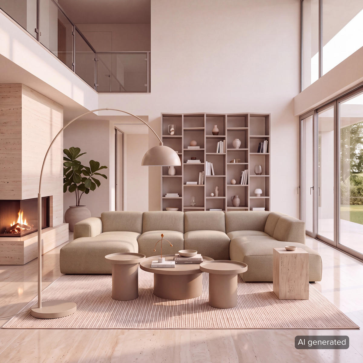 WOHNLANDSCHAFT mit Longchair - Taupe/Schwarz, Kunststoff/Textil (325/71/235cm) - home24