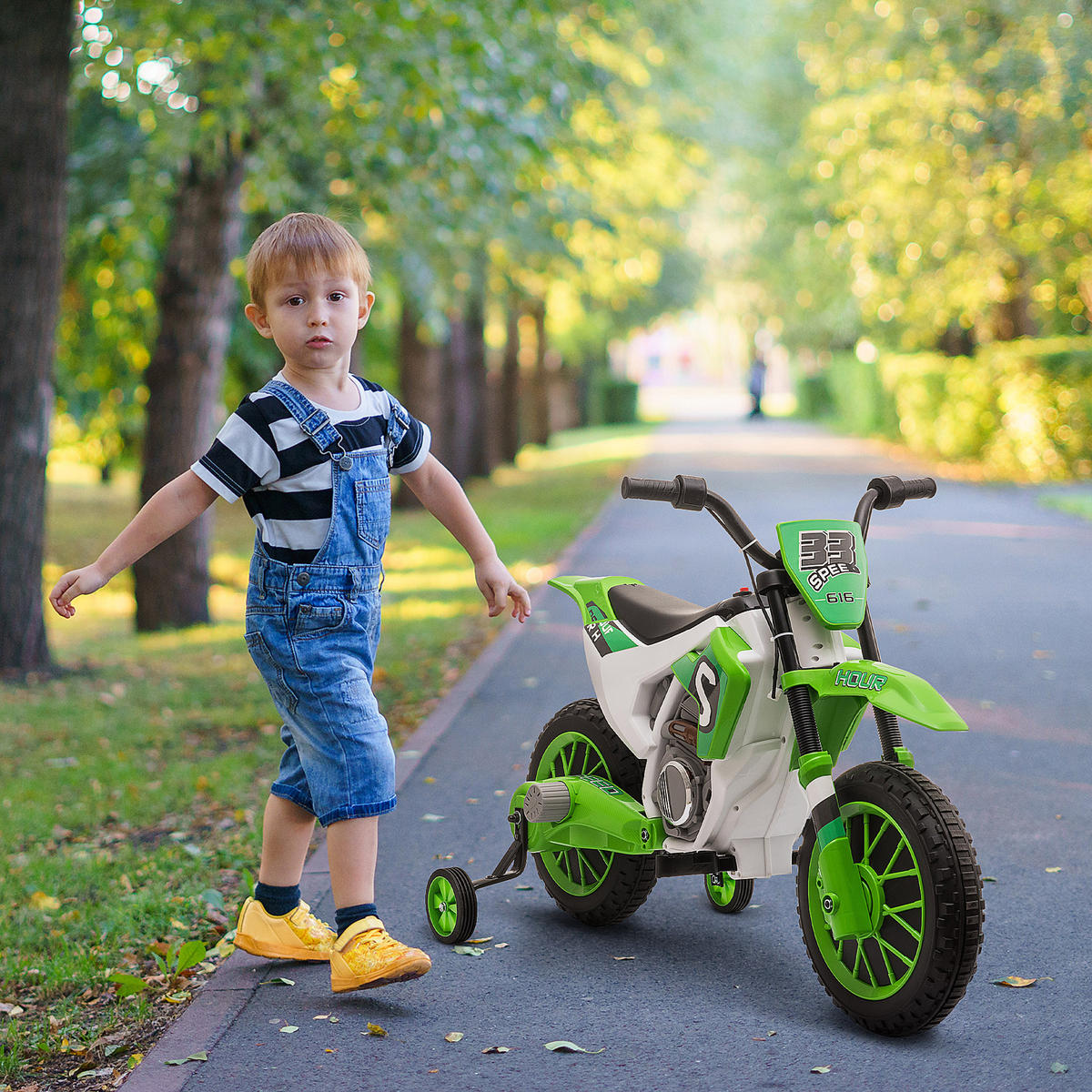 ELEKTRO KINDERMOTORRAD, Blau/Grün/ Rot, PP+ Metall - Grün, Kunststoff (106.5/51.5/68cm) - HOMCOM