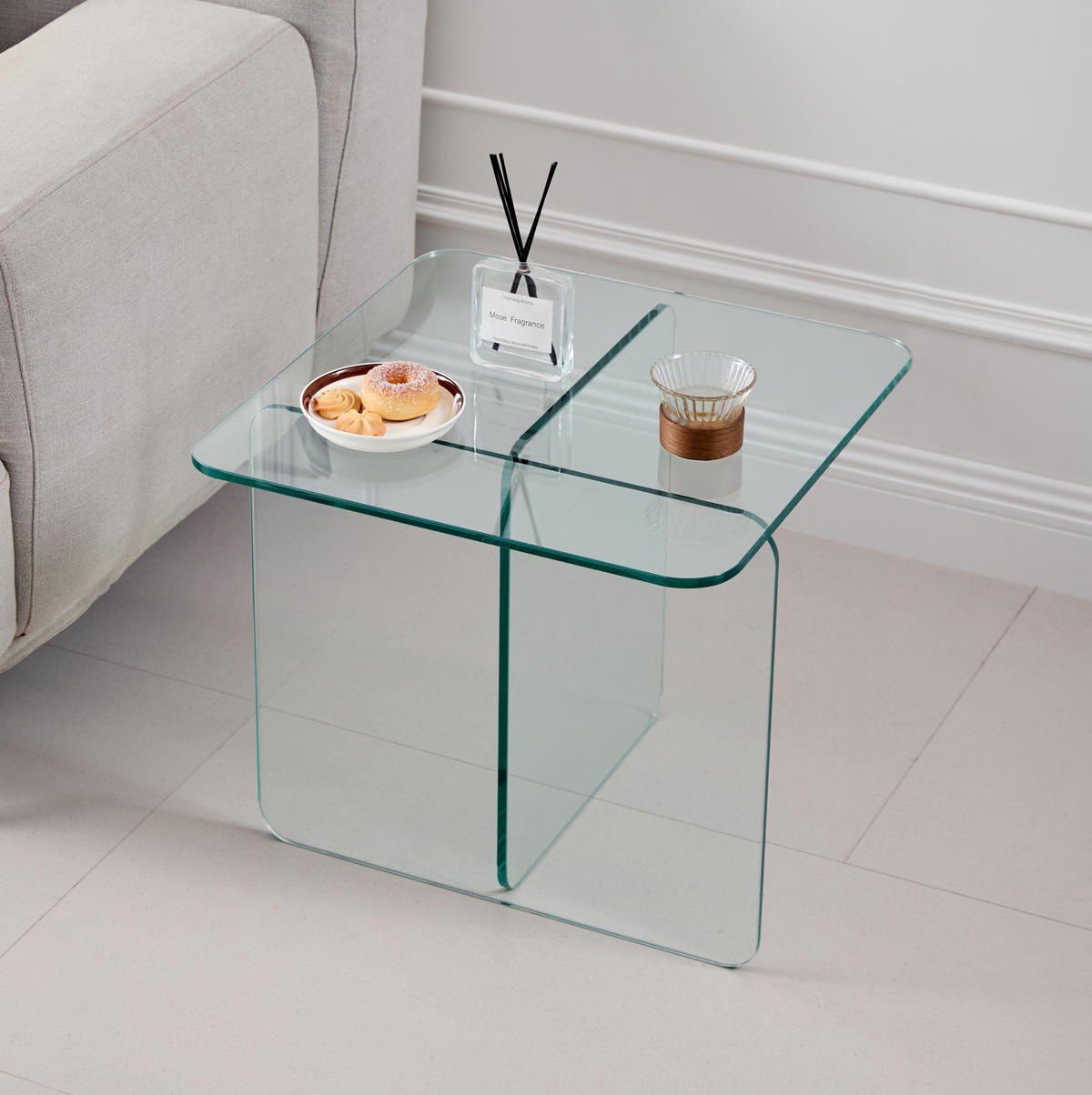 BEISTELLTISCH 45/45/51 cm aus Klarglas, vielseitig und pflegeleicht - Klar, Glas (45/45/51cm) - BEAOK