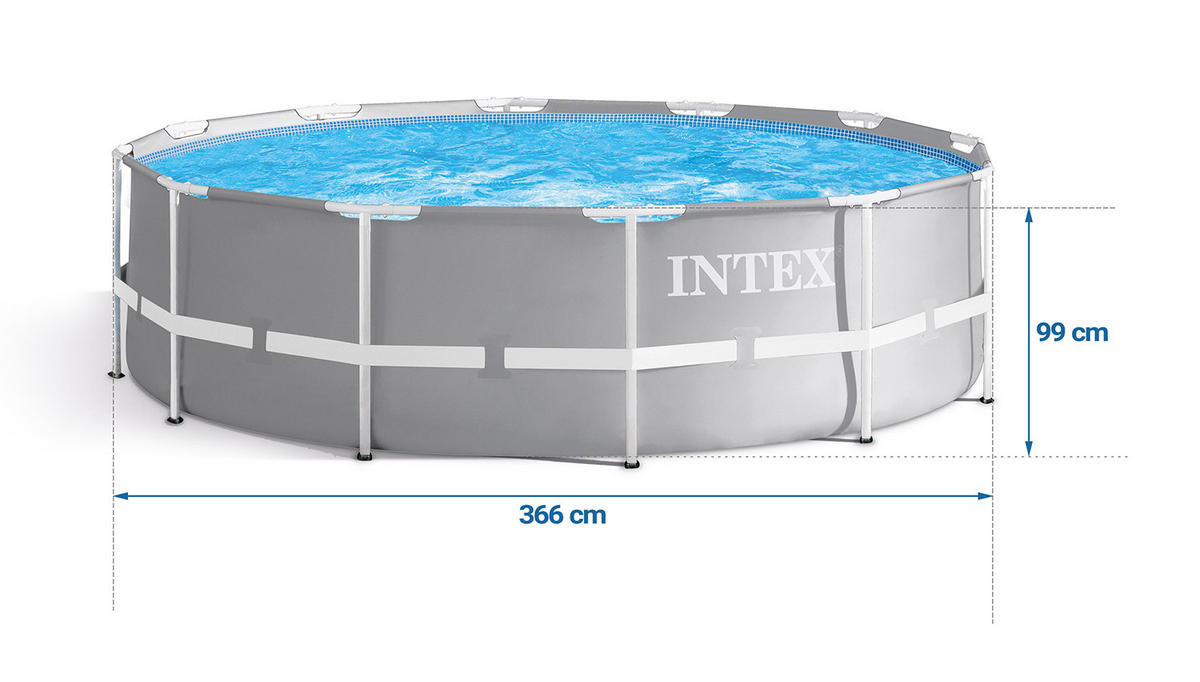 POOL SET 366 x 99 cm, 10in1 - 26716 - Grau, Textil (366/99cm)
