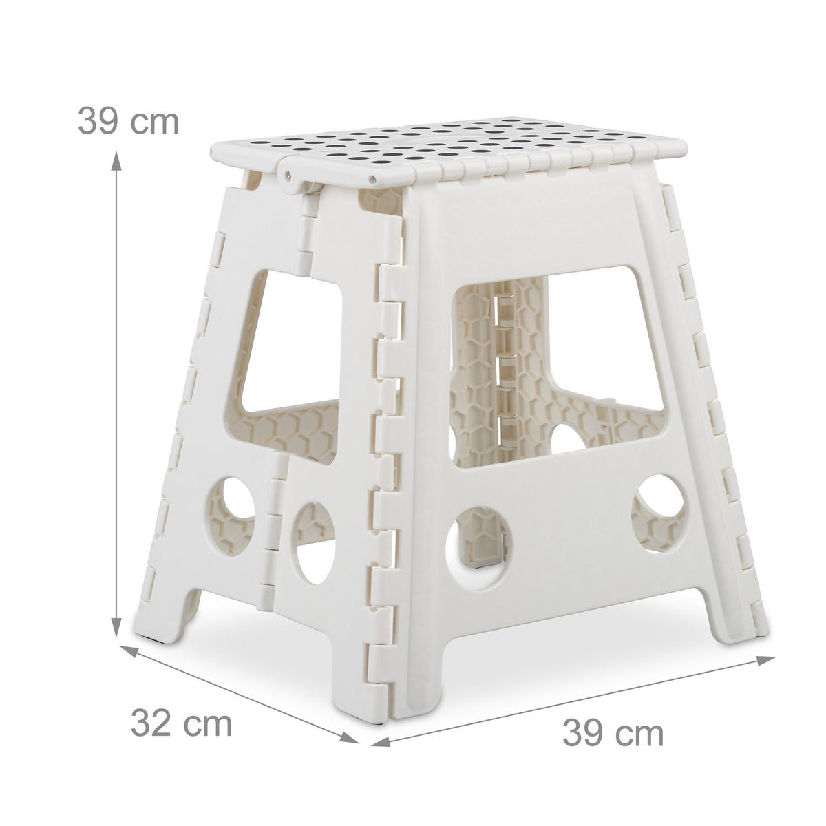 STOLIČKA Bílá XL skládací plast - bílá, textil/plast (39/39/32cm) - Relaxdays
