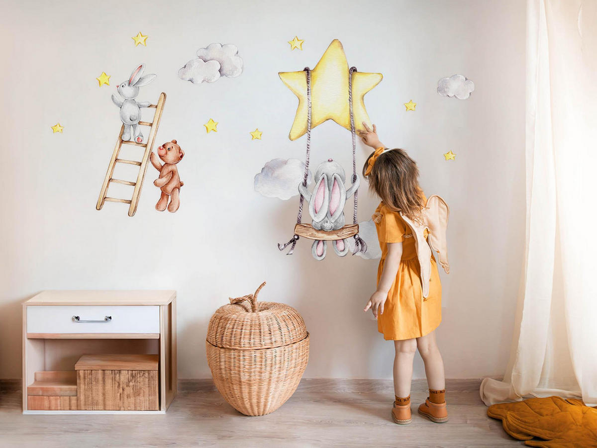 WANDAUFKLEBER 130x200cm - Aquarelltiere - Multicolor, Kunststoff (130/200/0.1cm) - Wallfluent