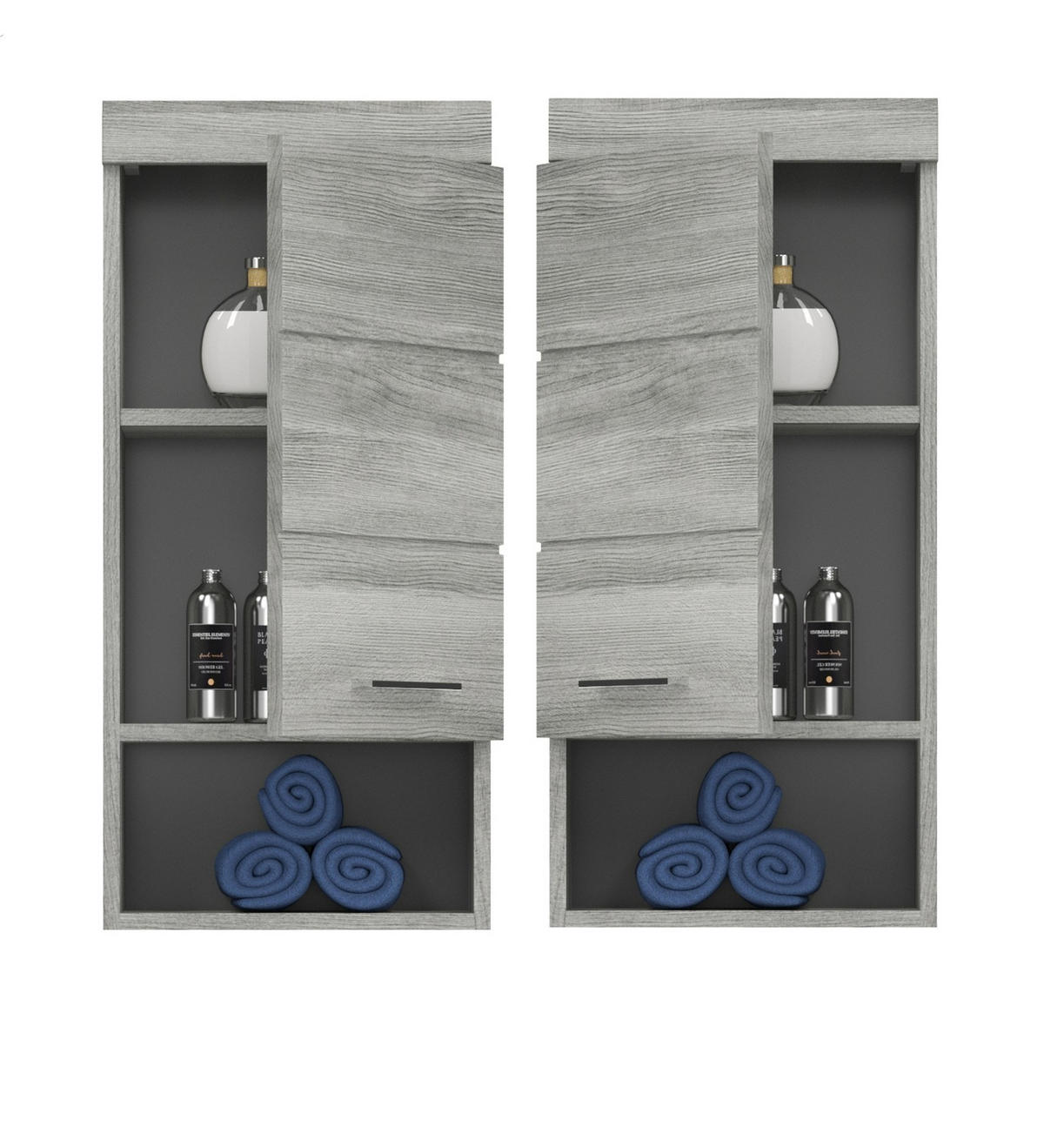 HÄNGESCHRANK grau Rauchsilber 37 cm, Badschrank Türanschlag wechselbar - Silberfarben/Grau, Holzwerkstoff/Kunststoff (37/79/24cm) - Inn.Furn