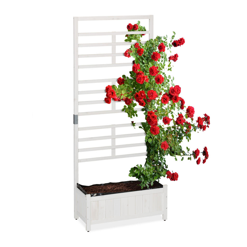 JARDINIERĂ Albă lemn cu spalier