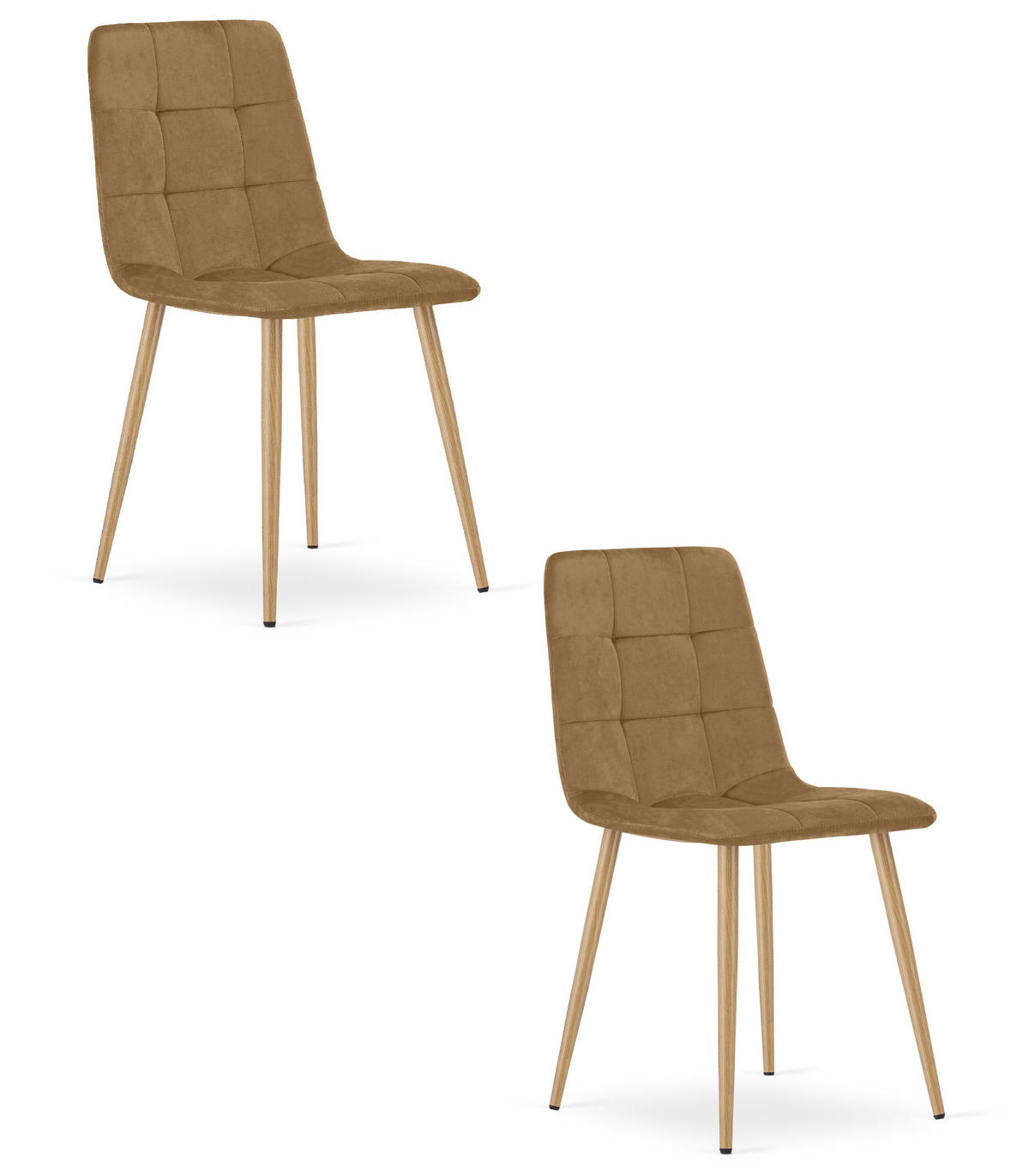 ESSZIMMERSTUHL 2-er Set PYRA brauner Sitz, Beine in Holzfarbe - Eichefarben/Braun, Textil (45/87/50.5cm) - Valora