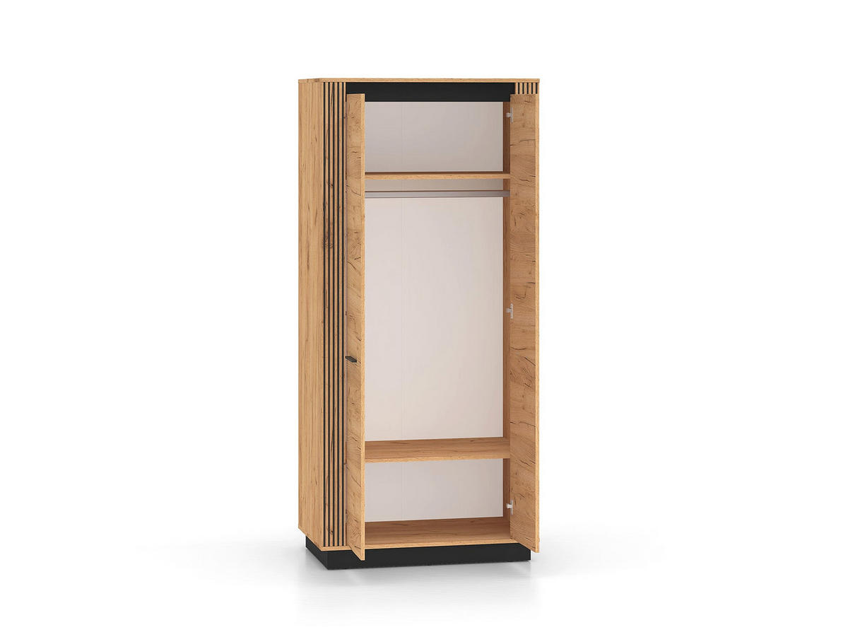 KLEIDERSCHRANK – URSO 03 – 92 cm – Urso – Schwarz - Schwarz, Holzwerkstoff (92/200/55cm) - hi-markt