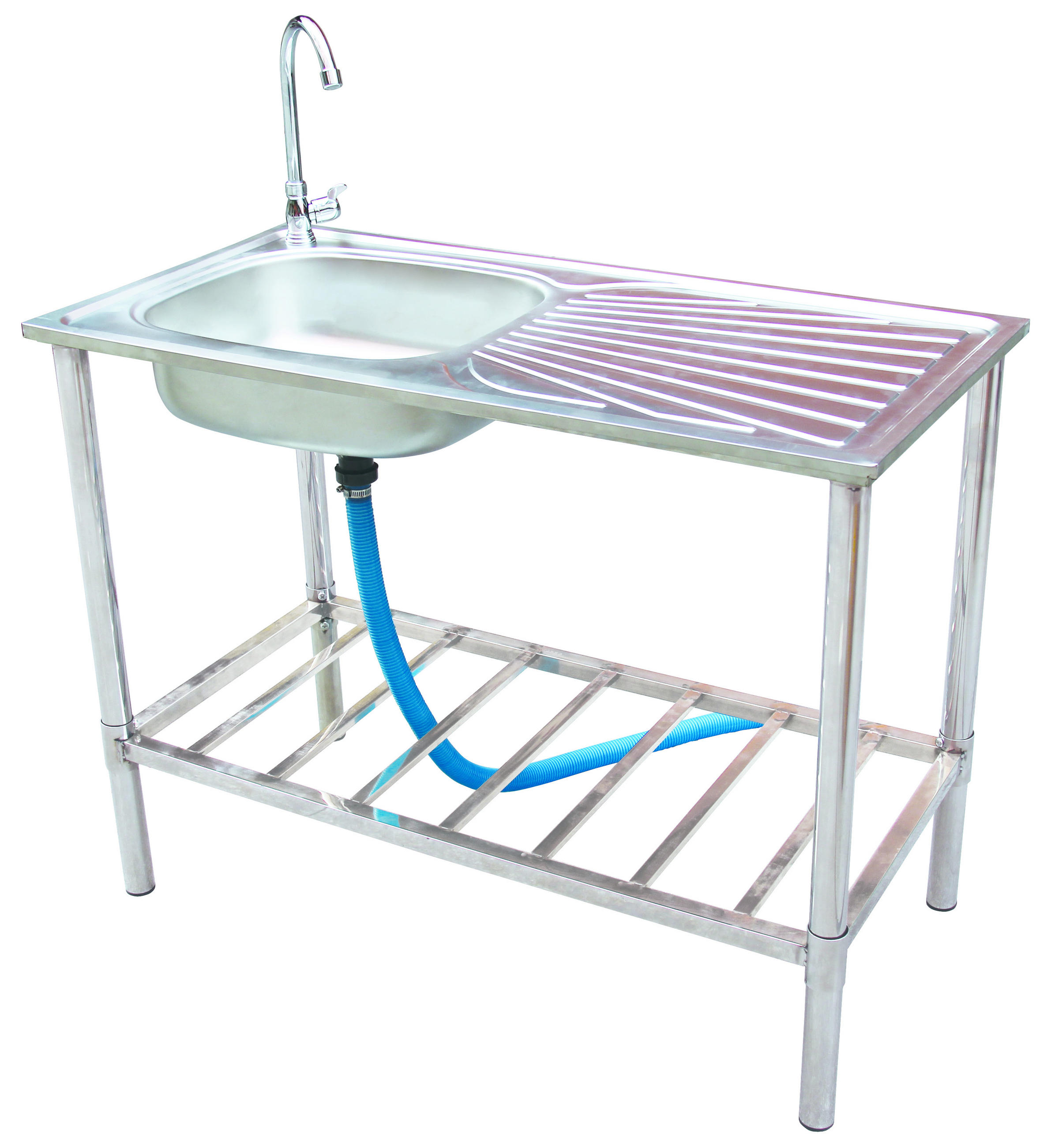 SPÜLTISCH Freddi Freistehend Edelstahl Silber 5x50x100cm - Silberfarben, Metall (50/5/100cm) - DELUKE