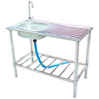 SPÜLTISCH Freddi Freistehend Edelstahl Silber 5x50x100cm - Silberfarben, Metall (50/5/100cm) - DELUKE