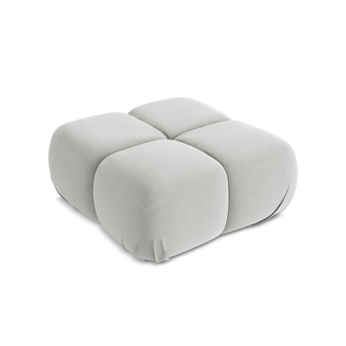 POUF Samt Stoff Grau - Silberfarben/Schwarz, Kunststoff/Textil (95/41/95cm) - LaMiaSofa