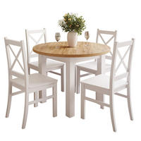 ESSZIMMERSET OLEA Tisch + 4 Stühle - Eichefarben/Weiß, Holzwerkstoff (140/77/100cm) - Lookway