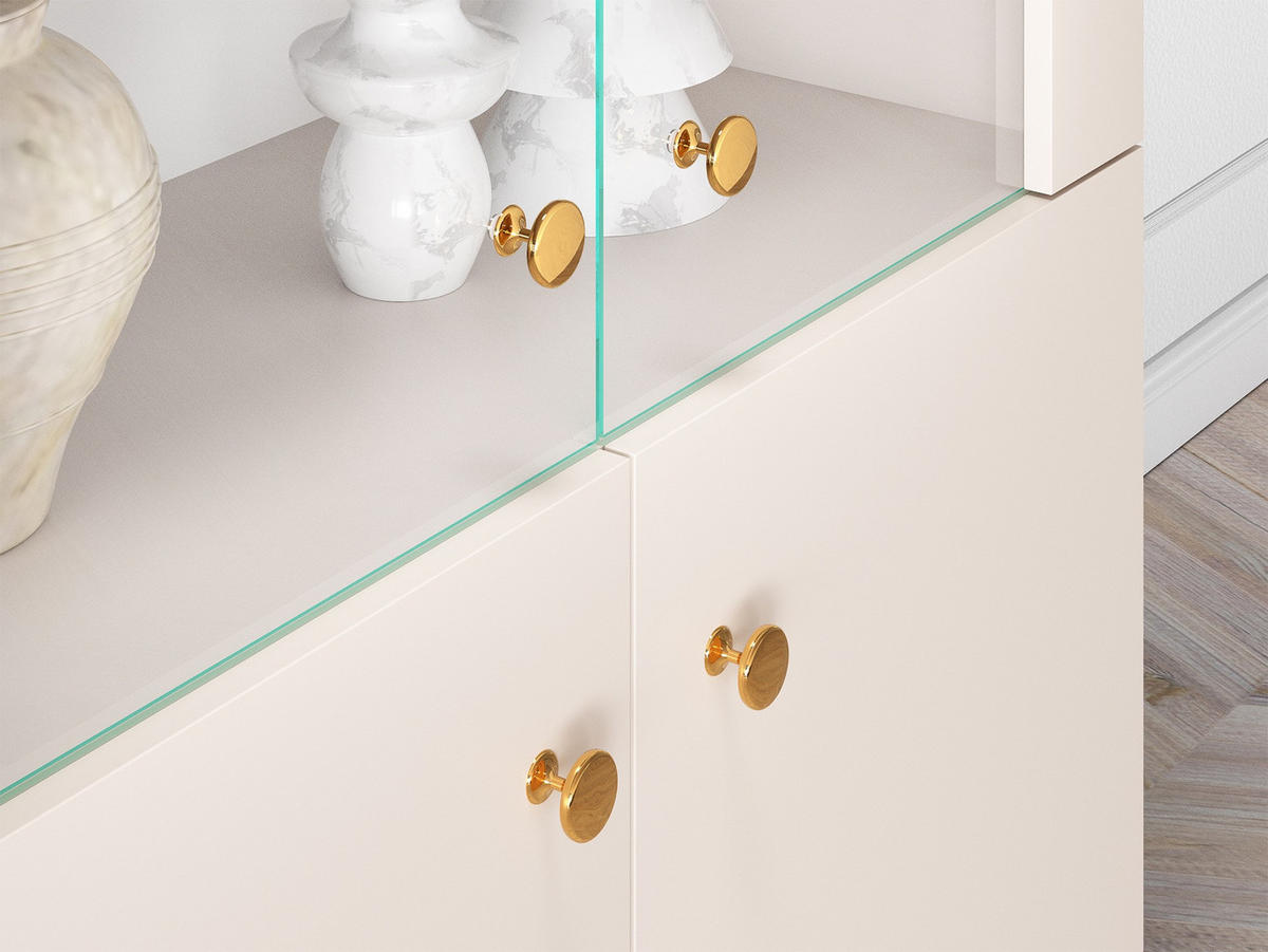 VITRINE Selgin Greige 92 cm - Taupe/Goldfarben, Holzwerkstoff/Metall (91.6/152/39.7cm) - Selsey