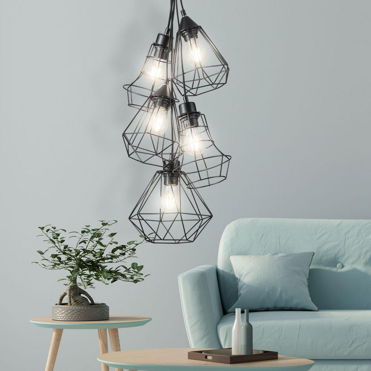 LED HÄNGELEUCHTE Metall Schwarz-matt - Schwarz, Metall (50/50/150cm)