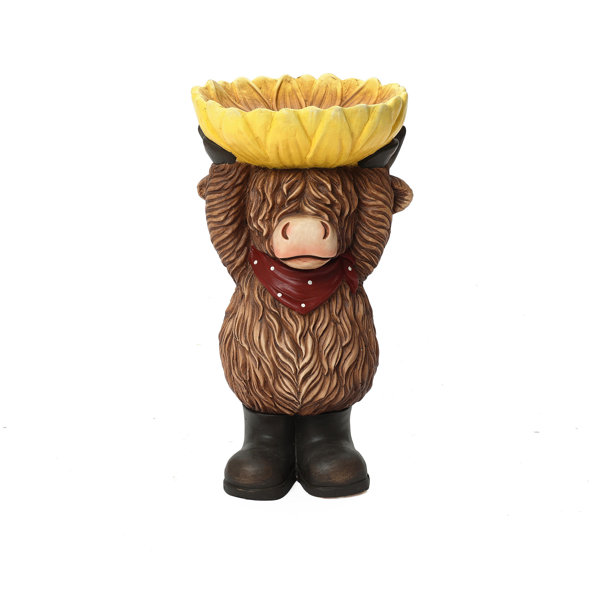 VOGELTRÄNKE Kuh mit Sonnenblume, MGO | Ø28 x H50 cm - Multicolor, Kunststoff (28/50/28cm) - Hometopia