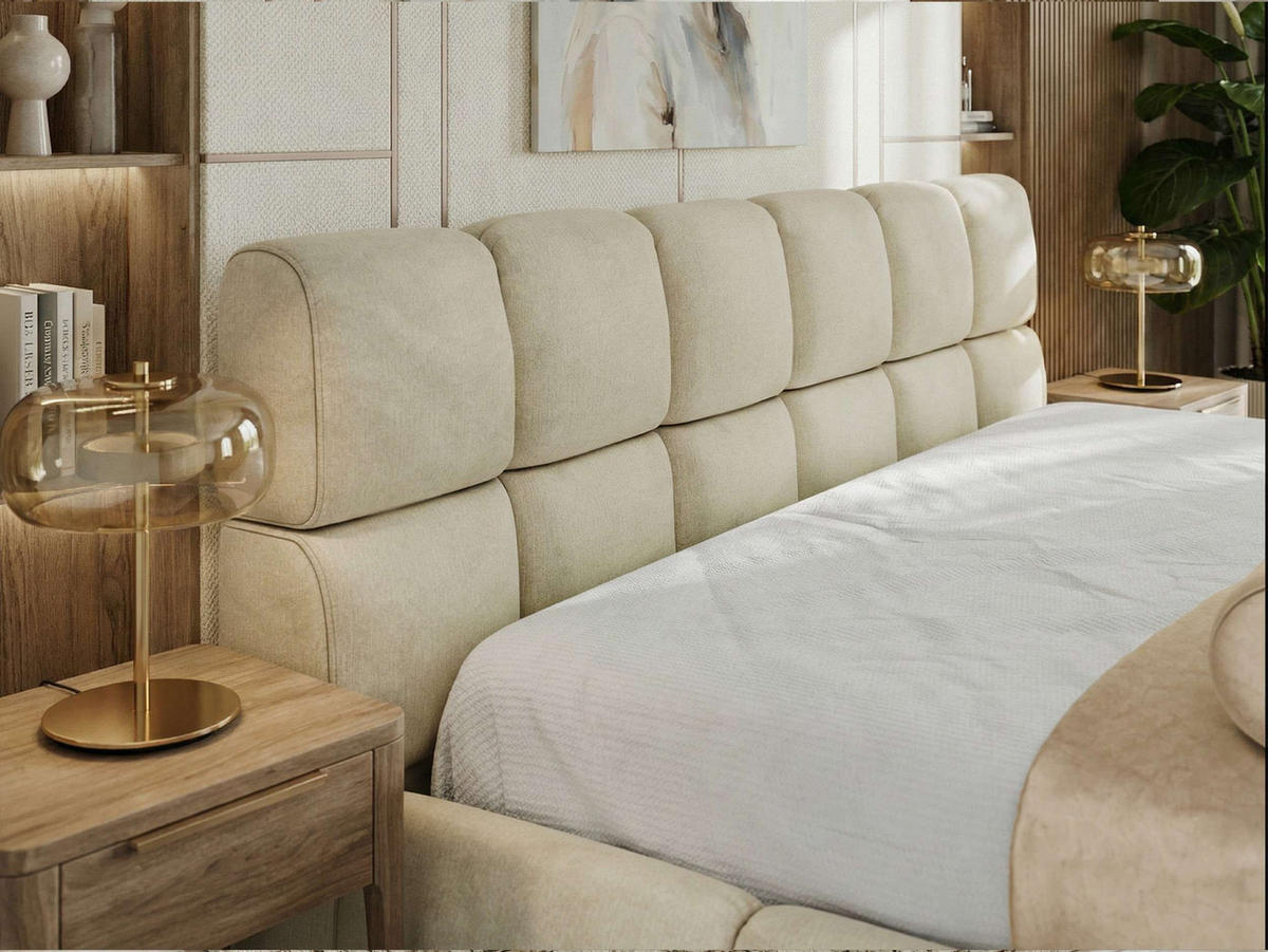 POLSTERBETT NIRA CLASSIC 160/200 - Beige Velvet - ohne Matratze - Beige, Textil (160/200cm) - MKS