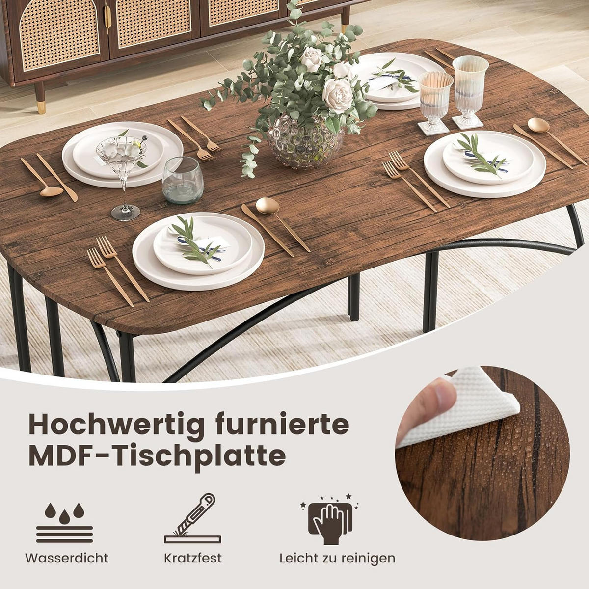 ESSGRUPPEN dunkelbraun(3-teilig) - Dunkelbraun, Holzwerkstoff (70/76/120cm) - COSTWAY