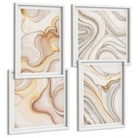 BILDER SET 4er Set - 50x50 cm & 40x60 cm Weißer Rahmen - Lineare abstrakte Motive - Weiß, Kunststoff (50/50cm) - TULUP