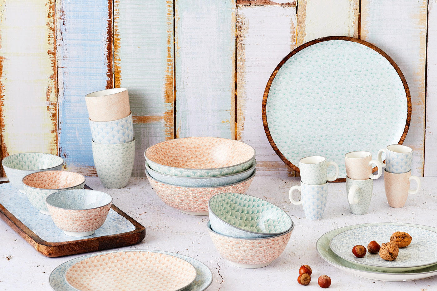 KOMPLETTSERVICE Pattern - 42er-Set - Pastel - Pink, Keramik (1/1/1cm) - Björn