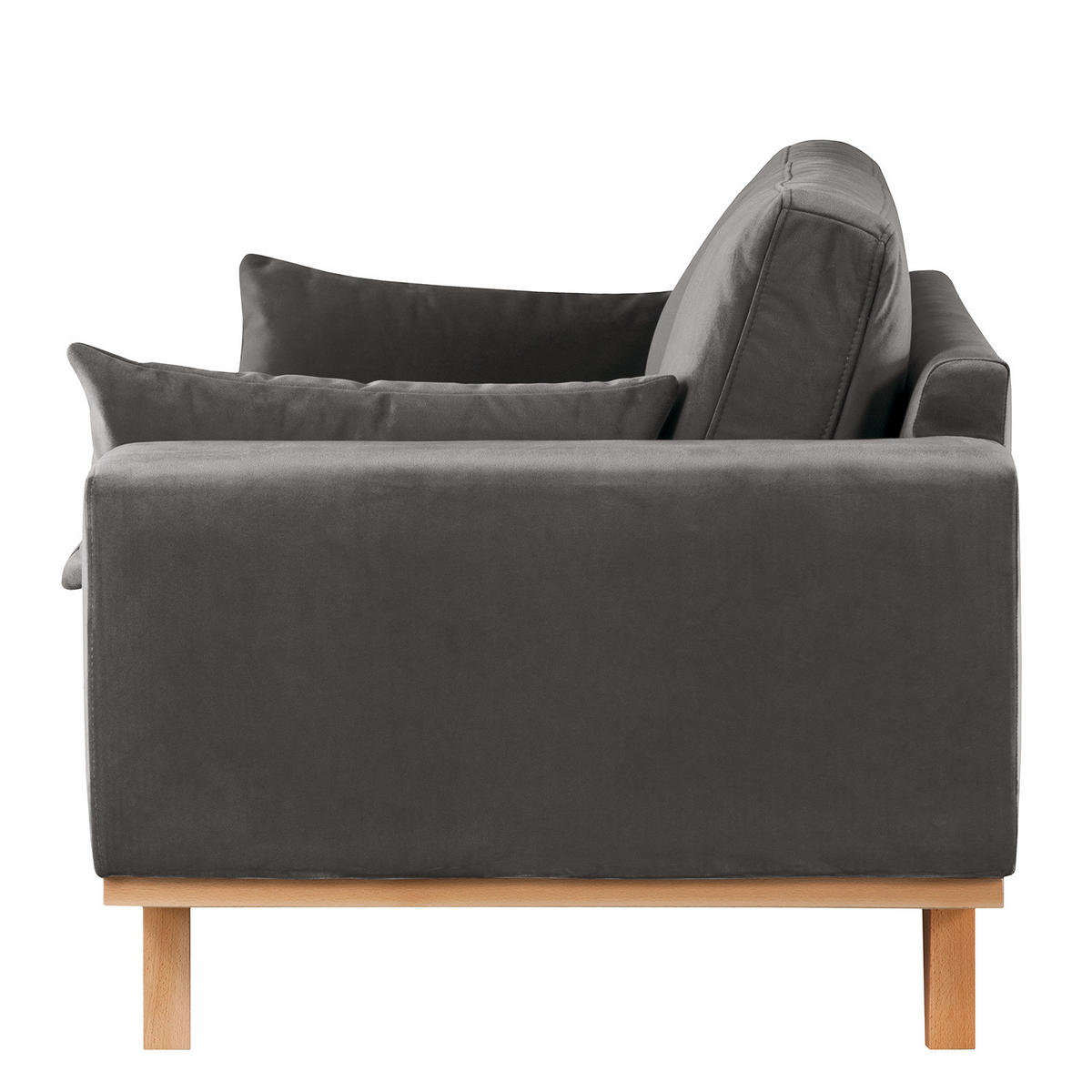 2-SITZER SOFA - Dunkelgrau/Buchefarben, Buchenholz/Textil (197/81/88cm) - home24
