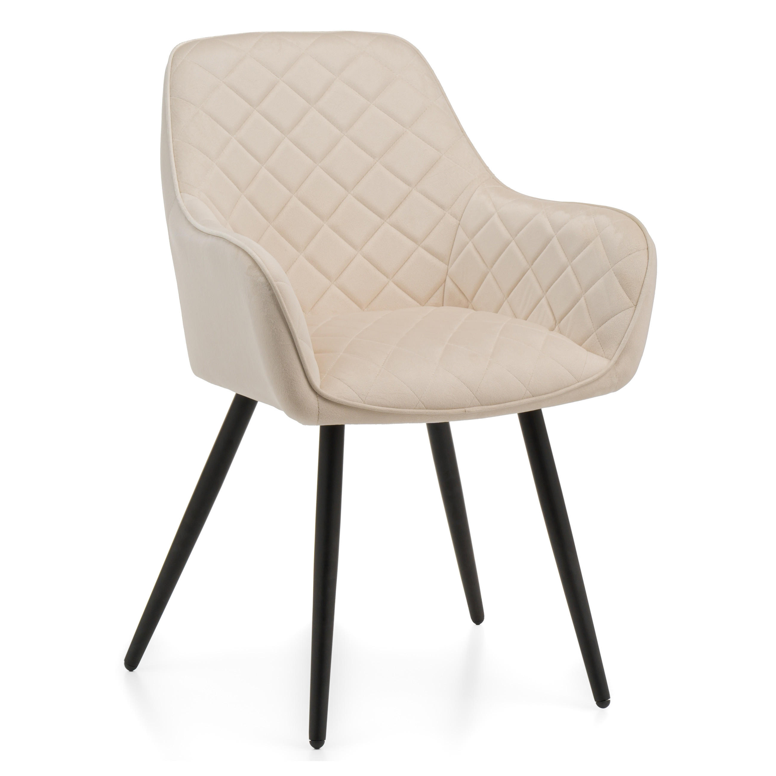 STUHL COLIN gespolsterter mit Steppung - beige - Samt Velours - Ecru/Beige, Textil/Metall (58/87/61cm) - NEW HOME