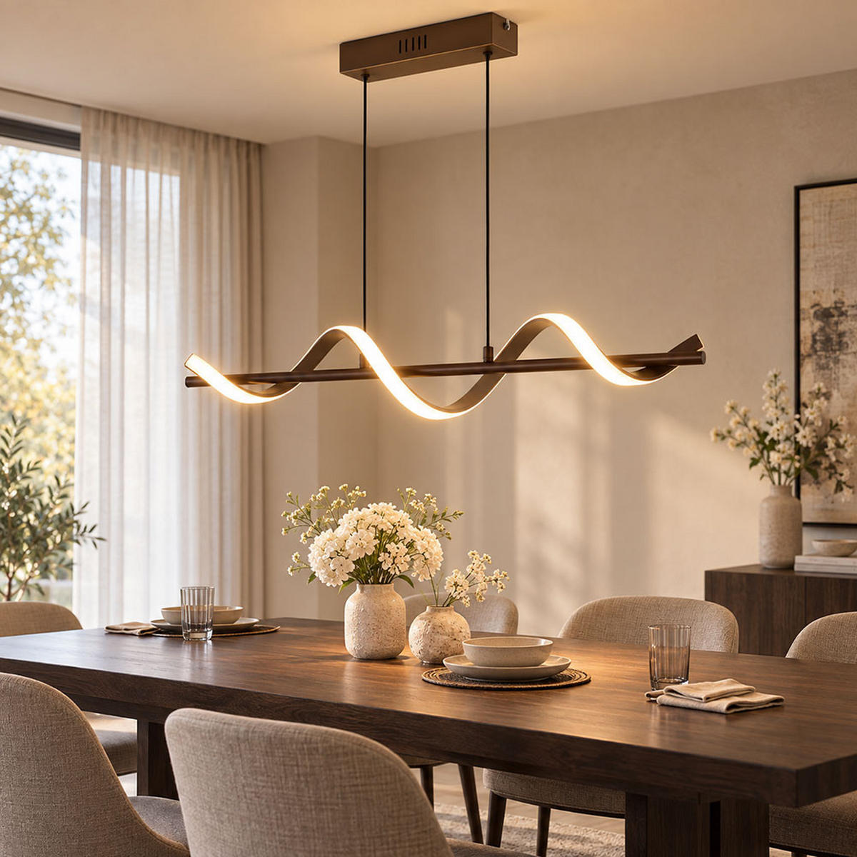 LED HÄNGELEUCHTE SPIRO Metall Beige matt - Beige, Metall (80/15.5/120cm) - Globo Lighting