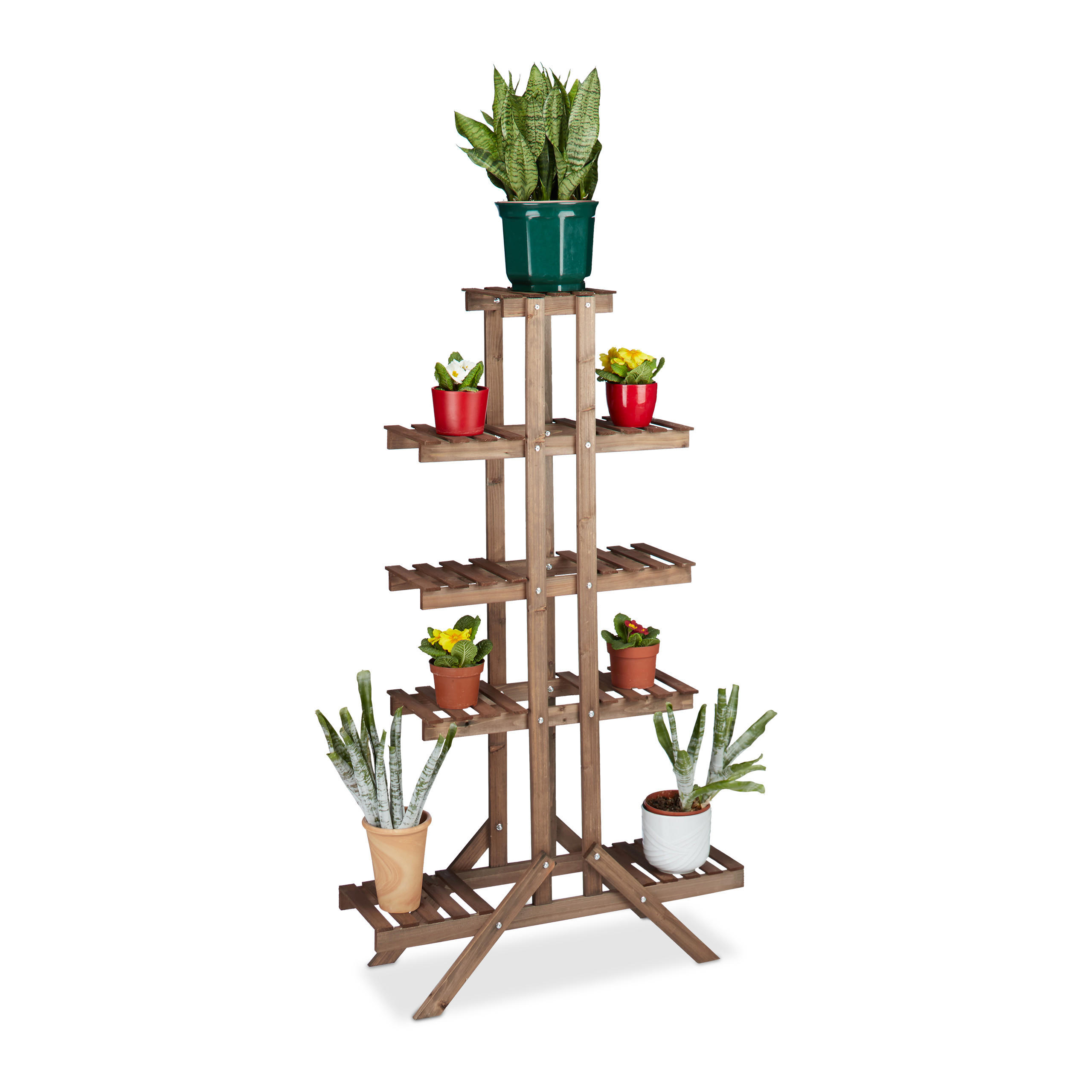 BLUMENTREPPE - Dunkelbraun, Holz (83/142.5/28.5cm) - Relaxdays