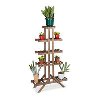 BLUMENTREPPE - Dunkelbraun, Holz (83/142.5/28.5cm) - Relaxdays