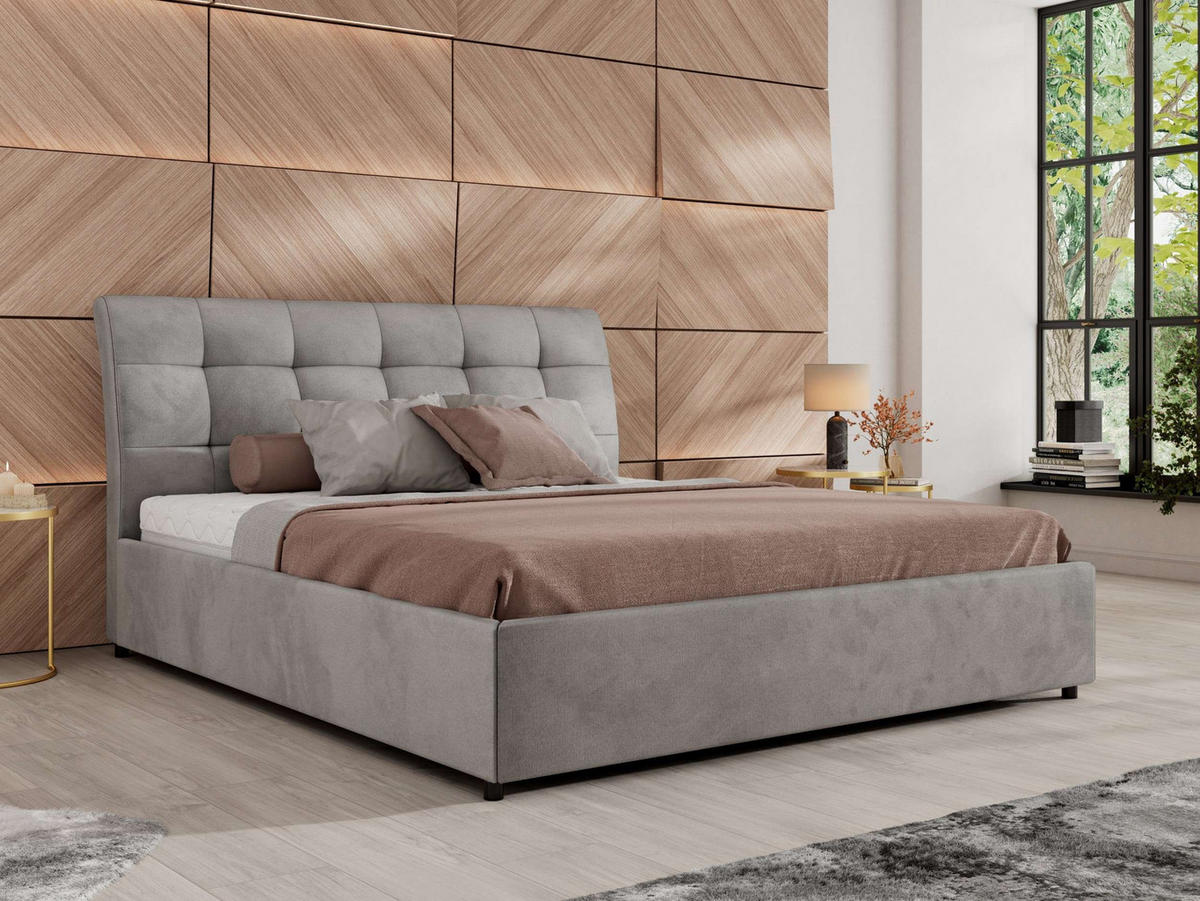 POLSTERBETT GALA CLASSIC 180/200 - Hellgrau Velvet - Schaum-Matratze - Hellgrau, Textil (180/200cm) - MKS