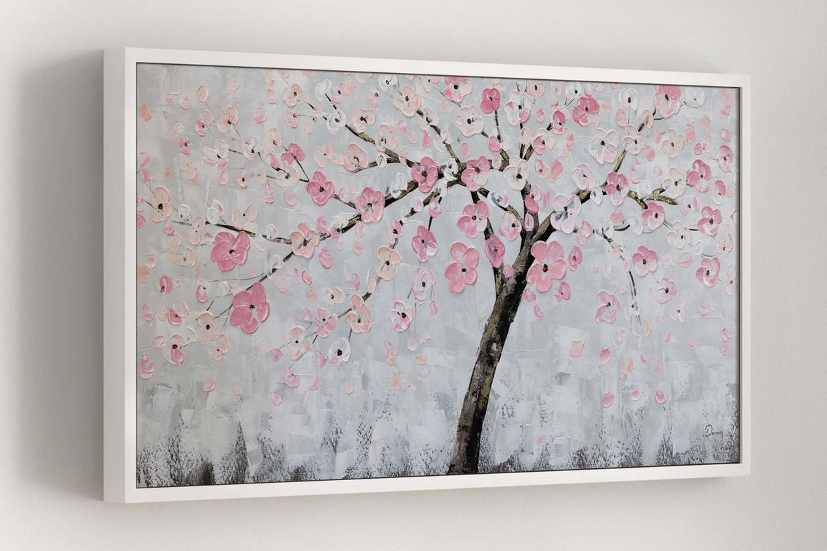 ACRYLBILD HANDGEMALT 120/60 cm - Pink/Grau, Holz/Textil (120/60cm) - KUNSTLOFT