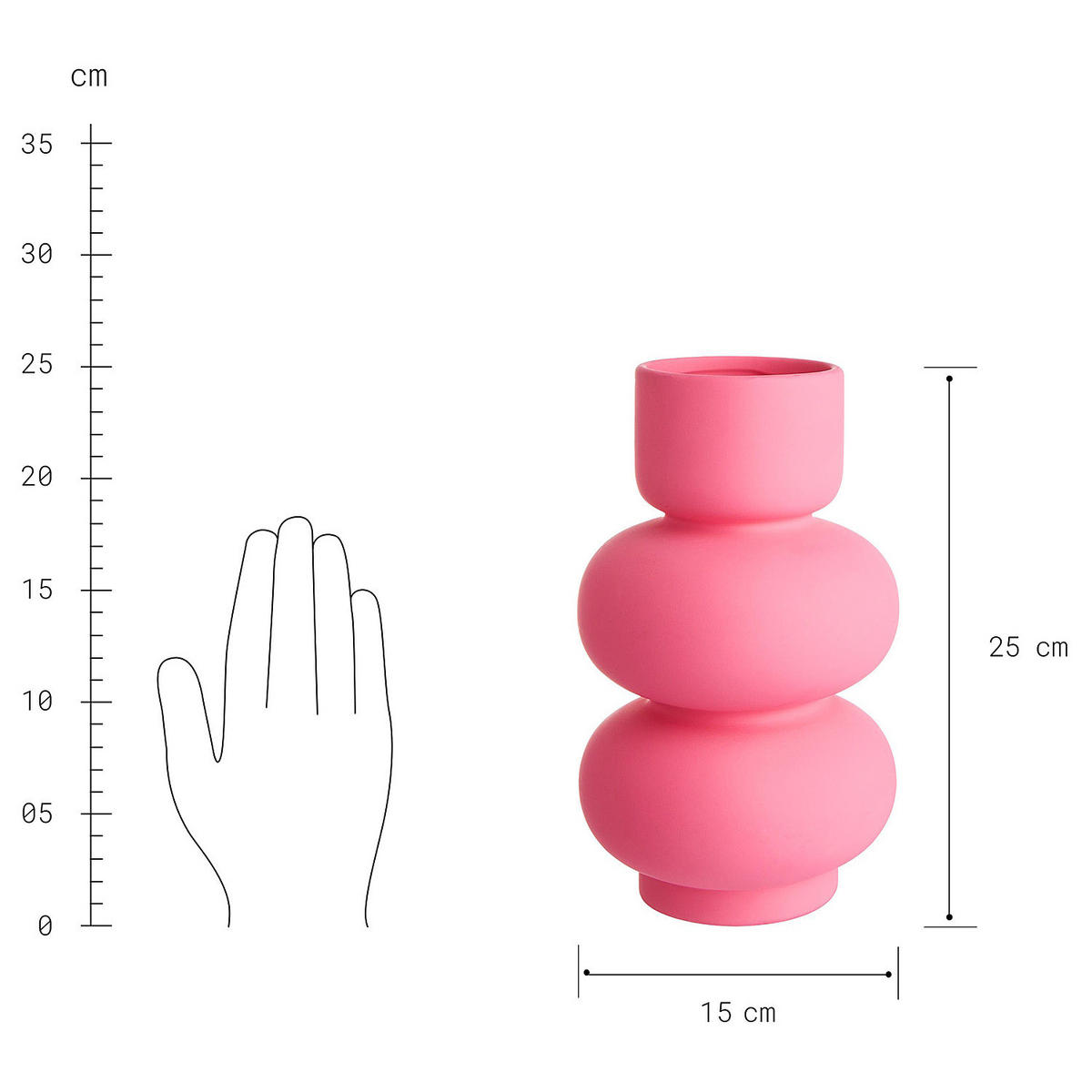 VASE Pink - Pink, Keramik (25cm) - Butlers