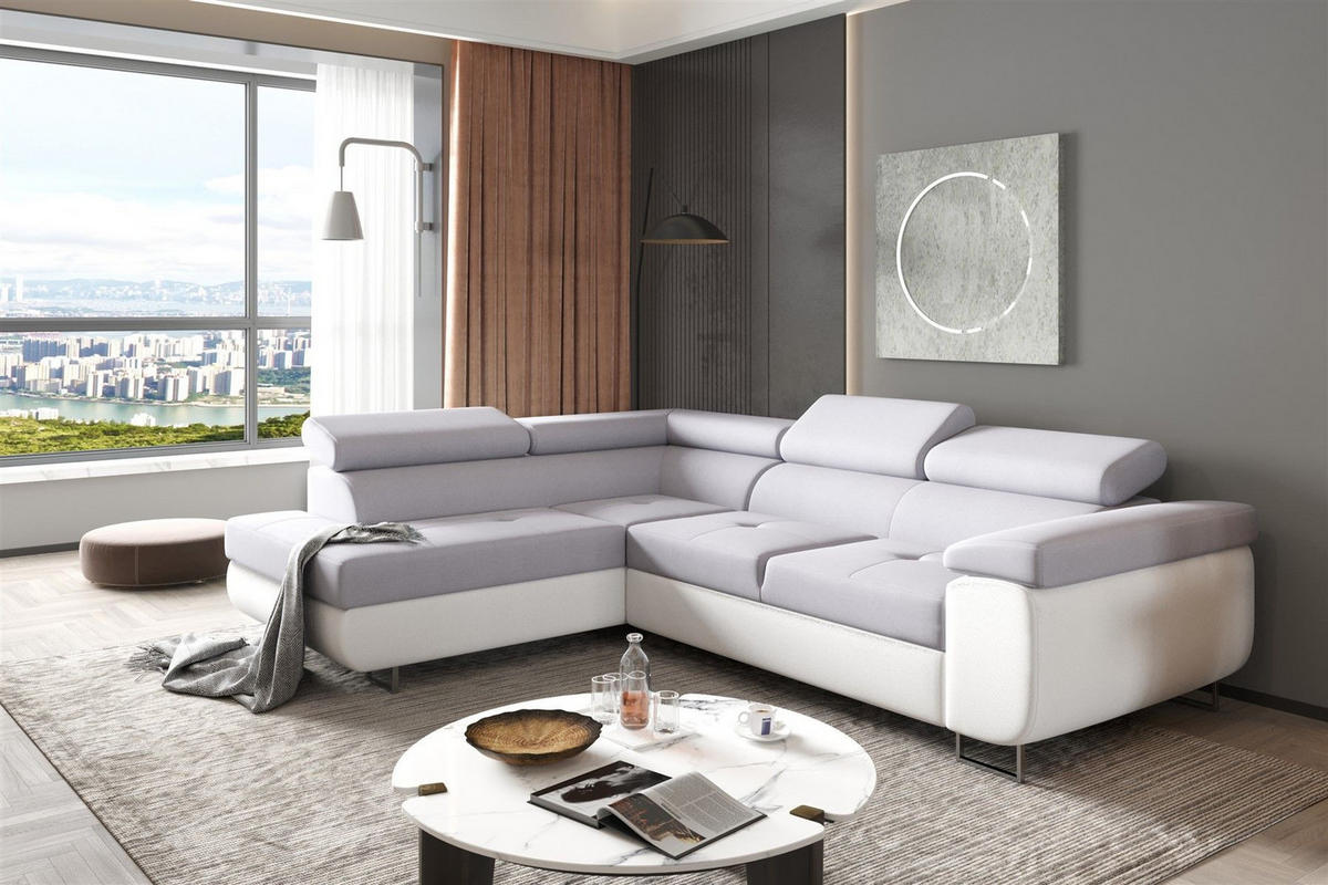 ECKSOFA Jade Mit Schlaffunktion - Hellgrau, Holzwerkstoff/Textil (202/275cm) - Fun Möbel