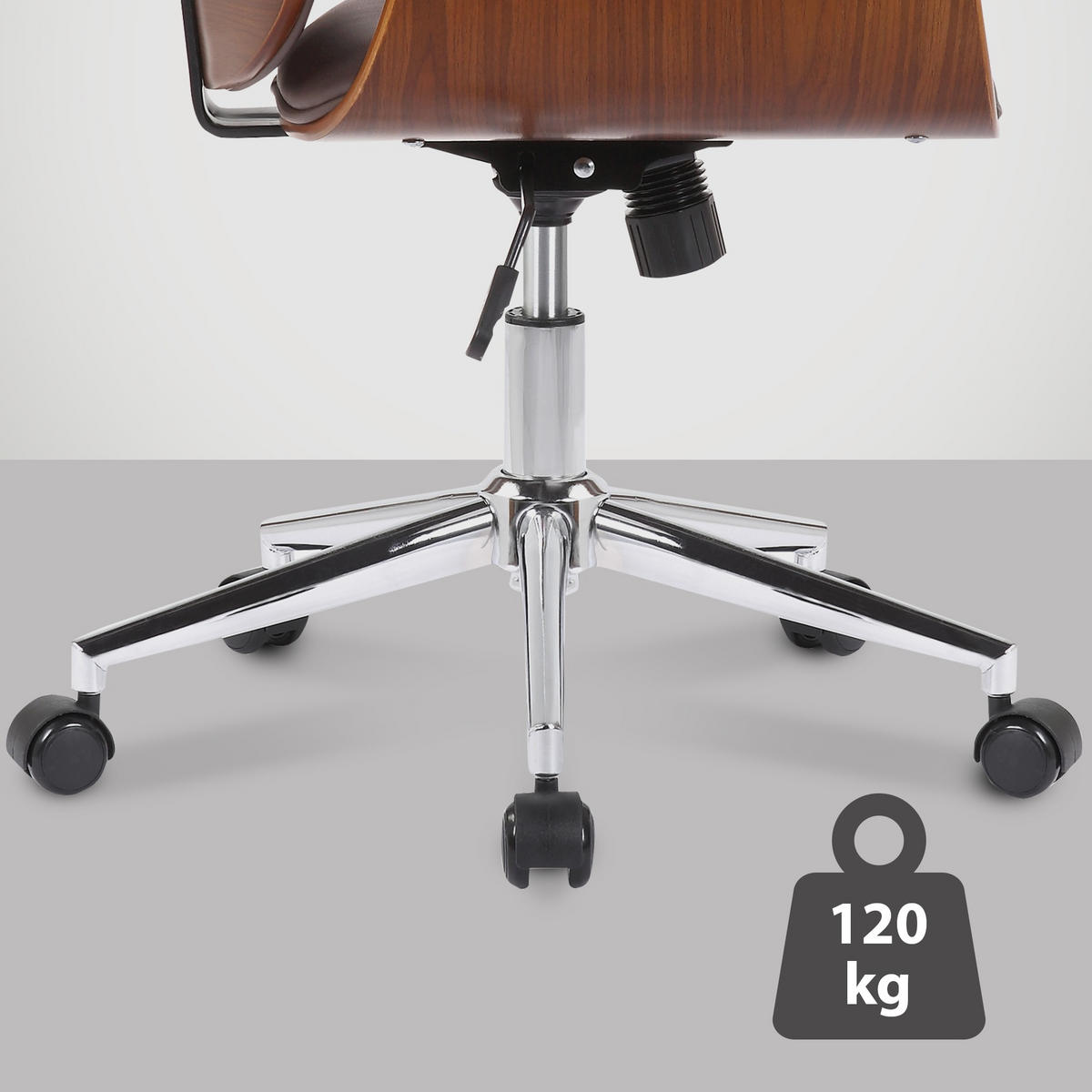 DREHSTUHL Holz walnuss/braun - Chromfarben/Walnussfarben, Holz/Textil (69/82/62cm) - CLP
