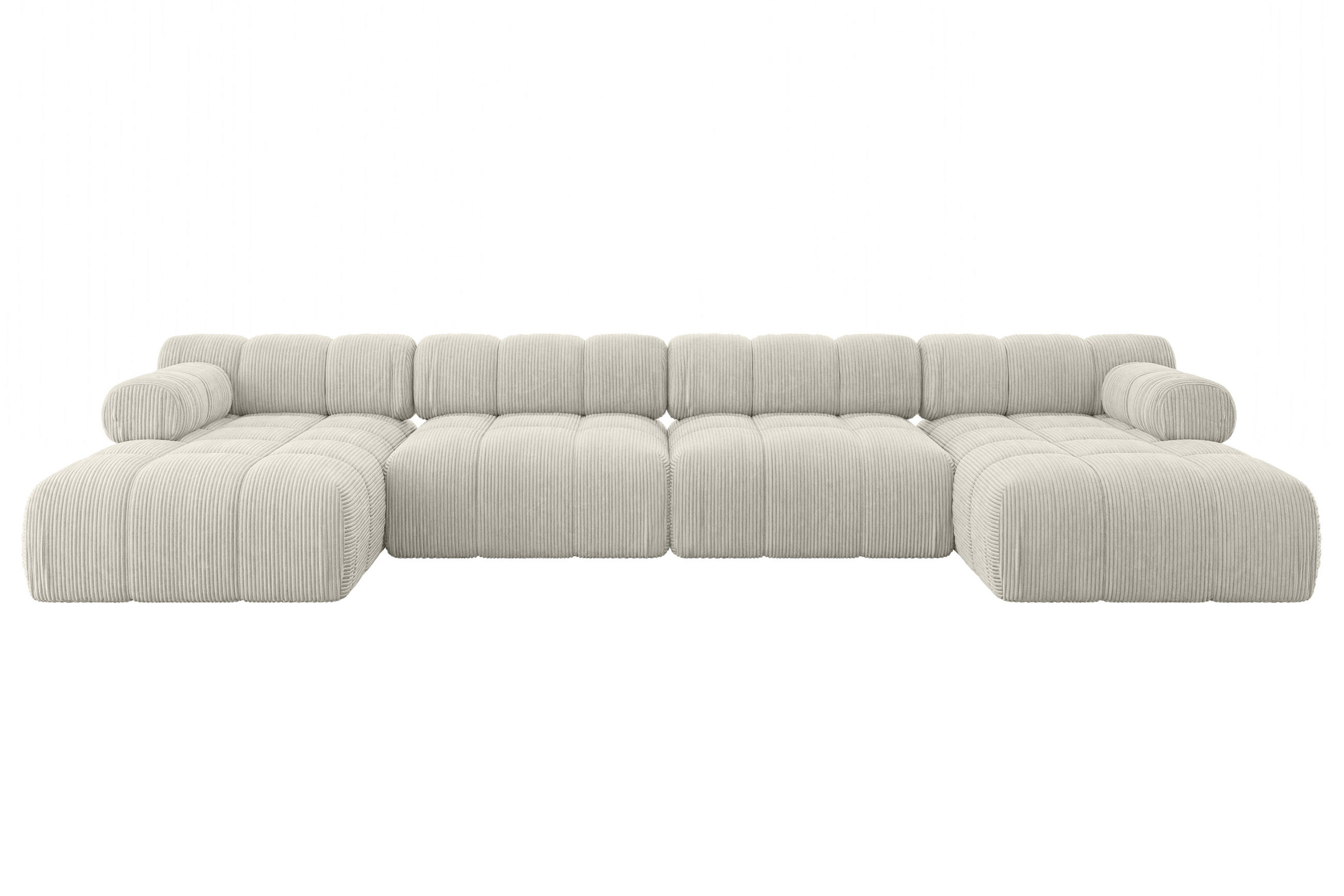 WOHNLANDSCHAFT modulares Sofa Tesso-U2 - 380x160x70 cm Hellgrau Cord - Hellgrau, Holzwerkstoff/Textil (380/70/160cm) - ALTDECOR