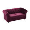 SOFA 2-Sitzer - Samt - Purpur - CHESTERFIELD - Bordeaux, Textil (88/72/168cm) - Vente-Unique
