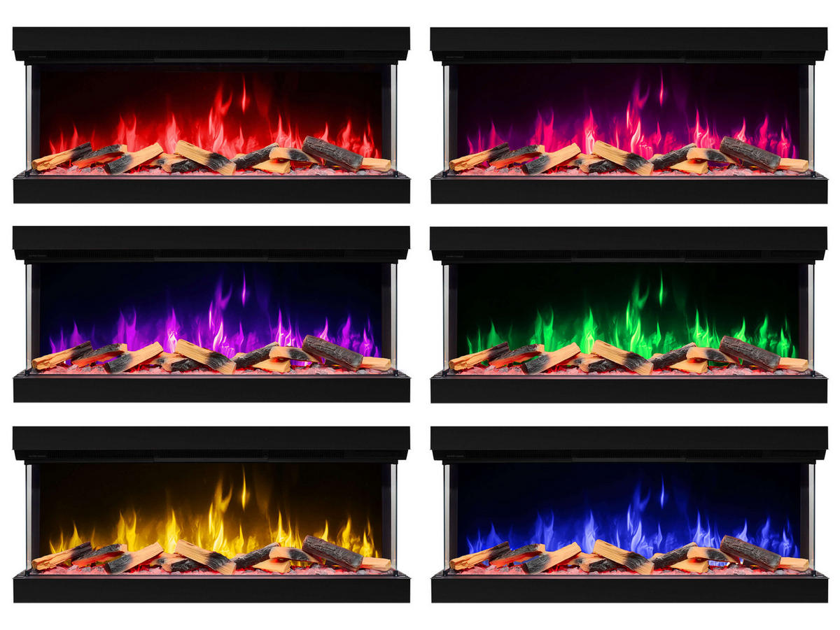 EINBAU-ELEKTROKAMINEINSATZ AF50TS – dreiseitig, Breite 125 cm, 3D-Flammeneffekt, Heizfunktion, WLAN - Schwarz, Glas/Metall (125/55.5/32cm) - ArtiFlame