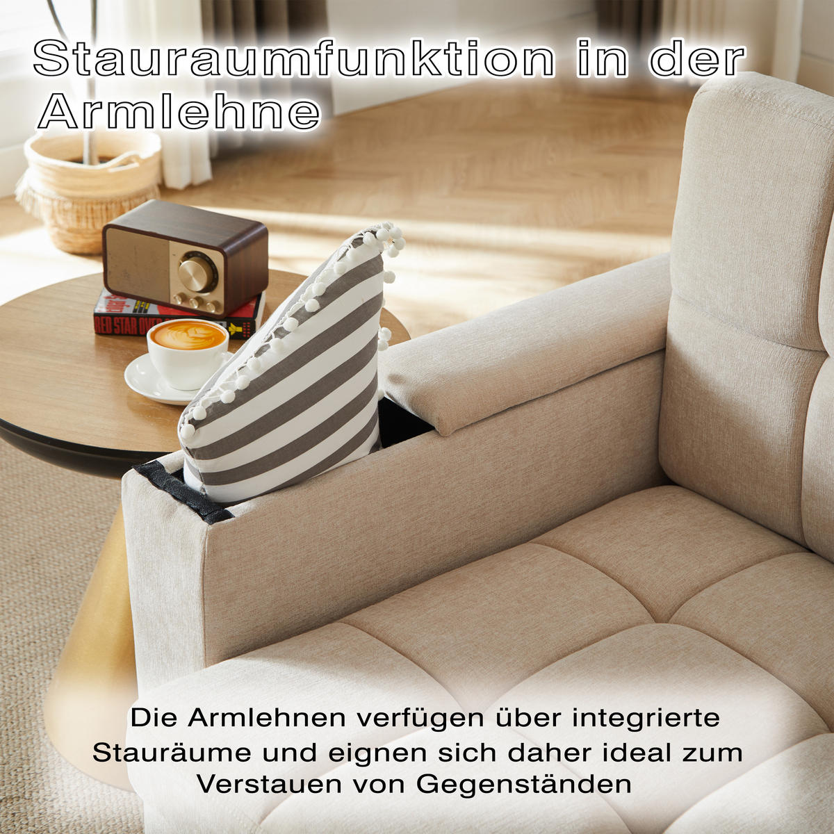 SCHLAFSOFA 157/51/70 cm cm in Leinenoptik Grau, ohne Armlehnen - Beige/Grau, Textil (81.3/86.4/148.6cm) - Oxeza