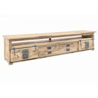 TV-BOARD Mango 260x50x60 whitewash lackiert RAILWAY #355 - Beige, Holz (260/60/50cm) - Massivmoebel24