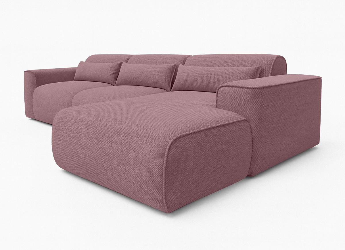 ECKSOFA L Form Ruyam Altrosa 310/165/78 cm – Schlaffunktion Rechts - Dunkelgrau/Schwarz, Kunststoff/Textil (310/170cm) - AX Living