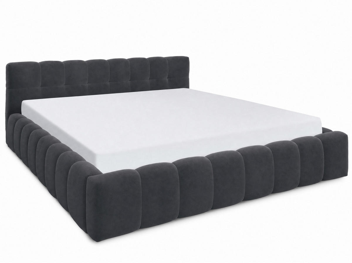 POLSTERBETT Celestia Anthrazit 180/200 cm Samt mit Bettkasten - Anthrazit, Textil/Metall (180/200cm) - wonello