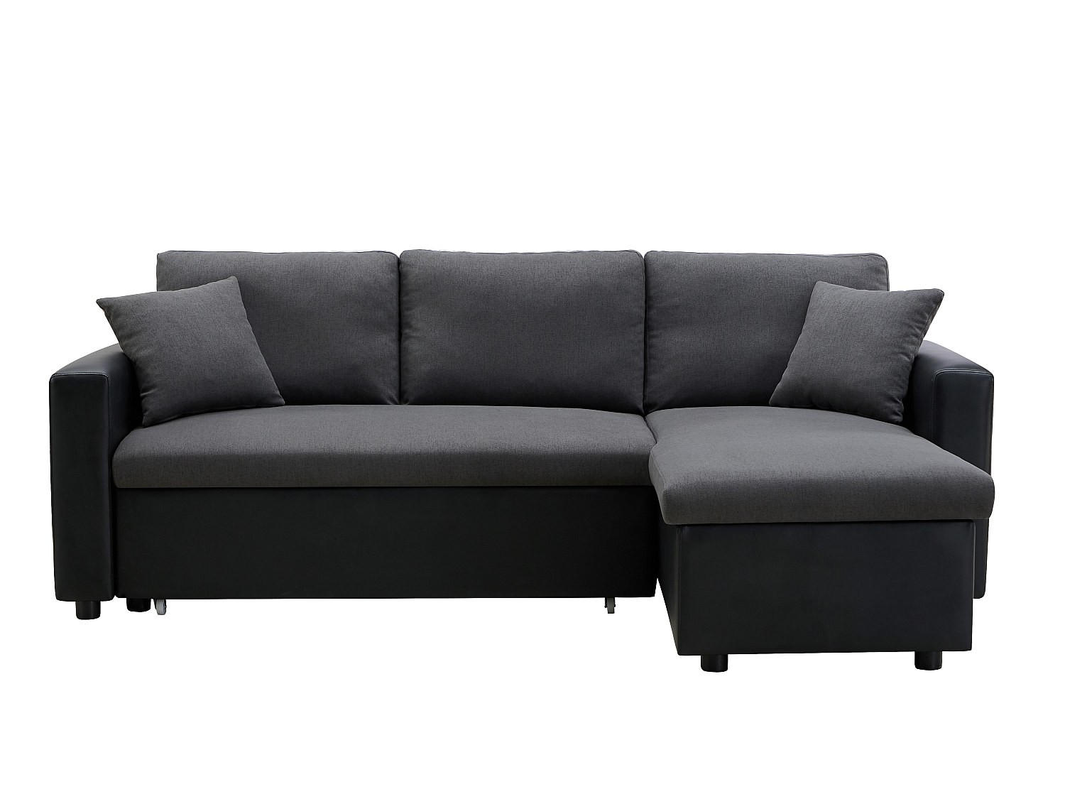 SCHLAFSOFA - 4 Personen - Stoff - Schwarz, Anthrazitgrau - - Anthrazit, Textil (223/85/146cm) - Vente-Unique