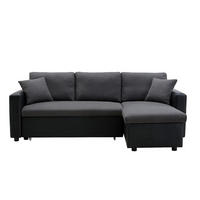 SCHLAFSOFA - 4 Personen - Stoff - Schwarz, Anthrazitgrau - - Anthrazit, Textil (223/85/146cm) - Vente-Unique