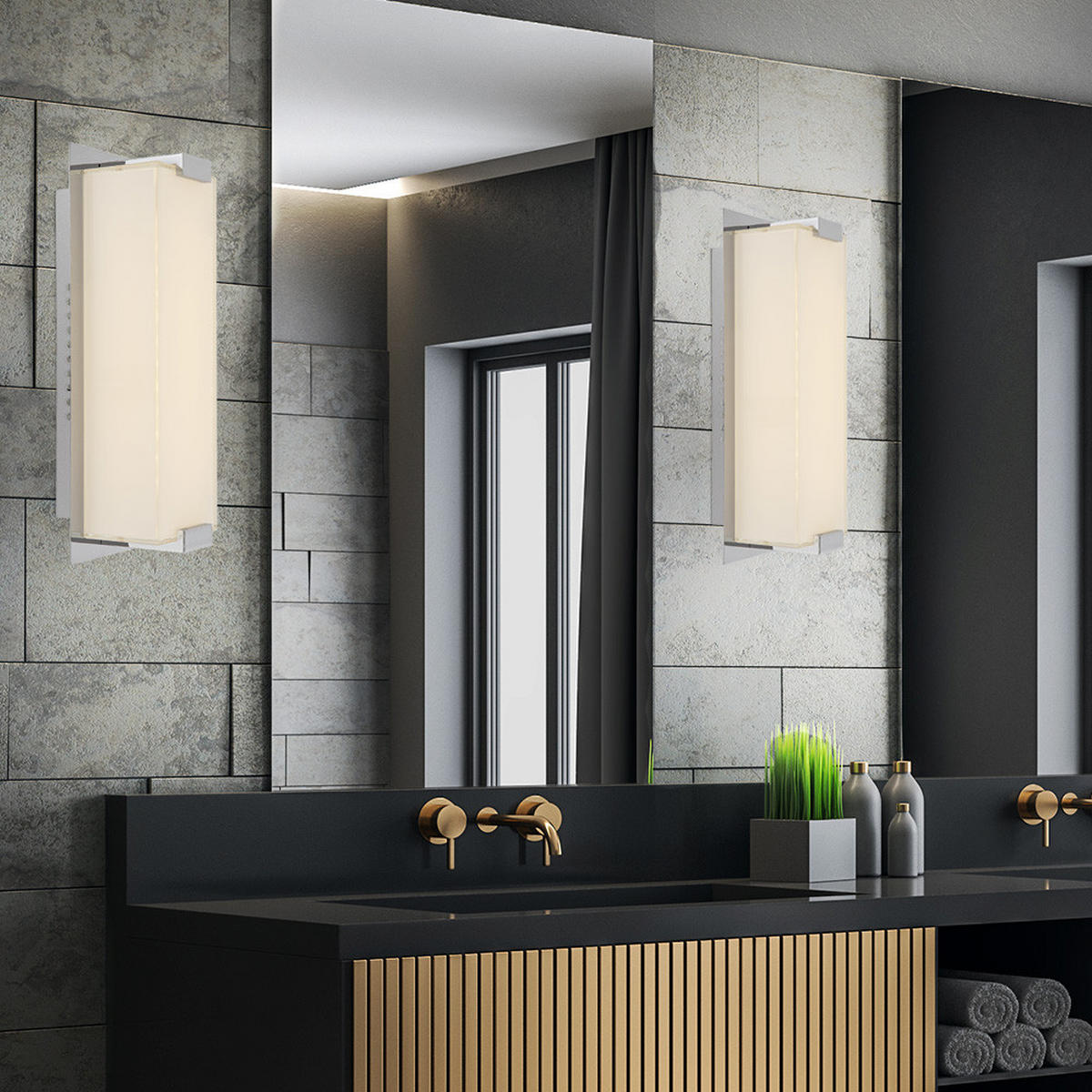 LED WANDLEUCHTE Chrom Glas satiniert Silber 2er Set - Silberfarben, Glas (28/11/10cm) - Globo Lighting