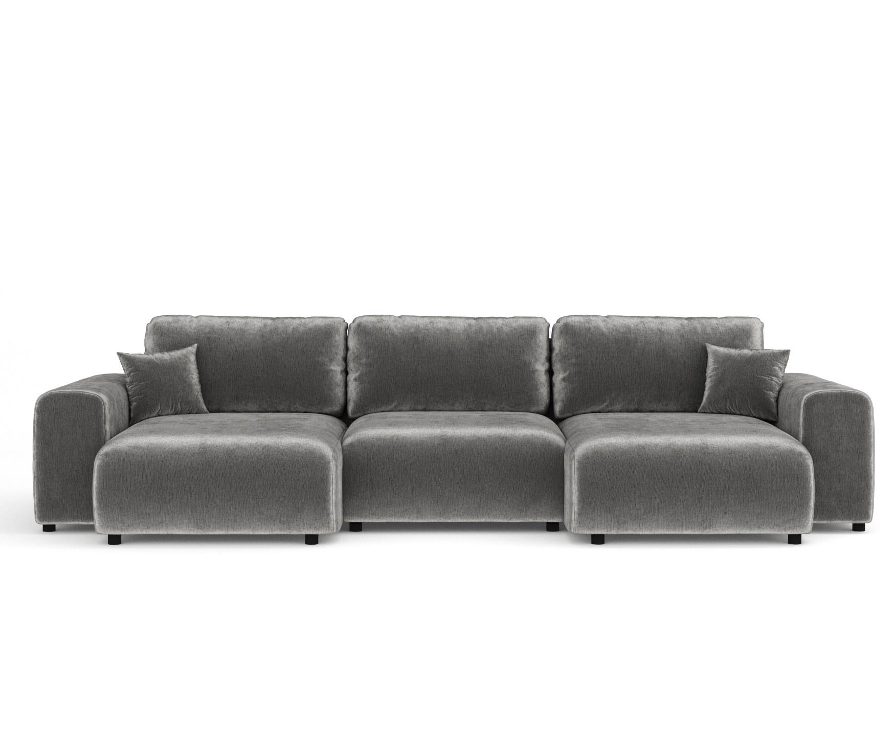 PANORAMASOFA Zanzibar Grau Chenille - Schwarz/Grau, Holz/Holzwerkstoff (325/79/144cm) - Maison de Reve