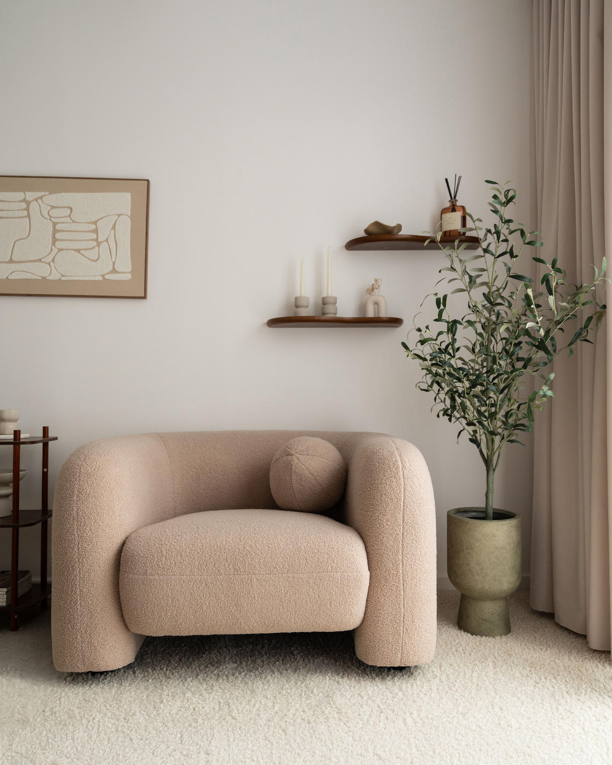 POHOVKA 4-místná sada Bouclé béžová Leiren - béžová, textil (83/83/224cm) - Beliani