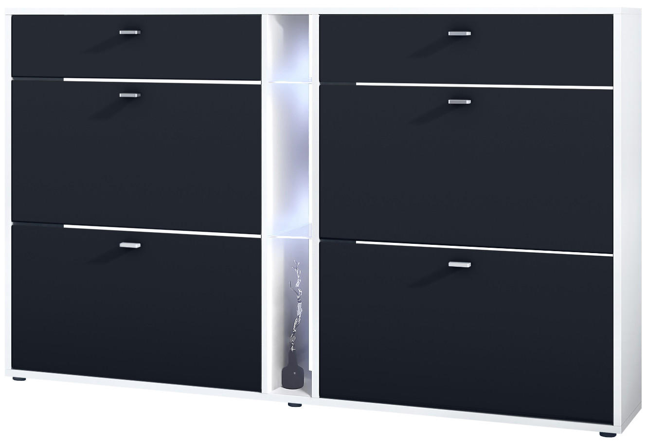 Vladon Schuhschrank Schwarz 155.5x95x28 cm