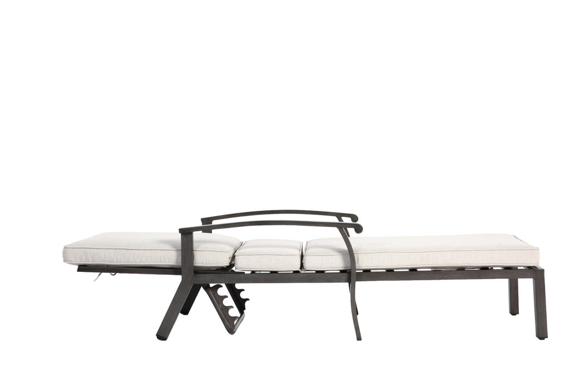 GARTENLIEGE aus Aluminium 204x58x100/30 cm Beige mit 5-fach verstellbarer Rückenlehne und Baumwollkissen - Beige, Metall (58/100/204cm) - Modfu
