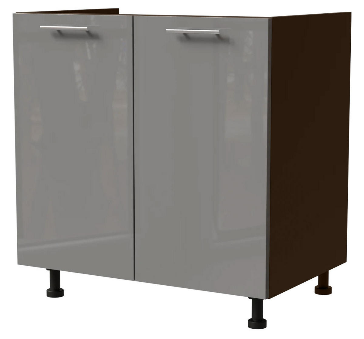 SPÜLENUNTERSCHRANK Essen D8Z/80 Grau Hochglanz / Lava Matt 80 / 50 / 82cm - Dunkelgrau/Grau, Holz/Holzwerkstoff (80/82/50cm) - Feldmann-Wohnen