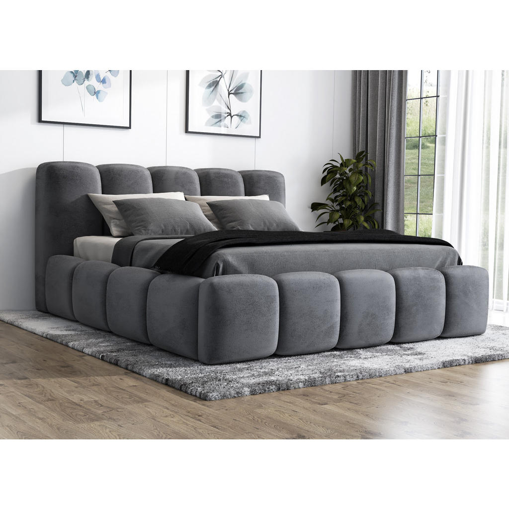 Thumbnail - A&J MöbelLand Polsterbett, Dunkelgrau, Textil, 90x200 cm, Schlafzimmer, Betten, Polsterbetten