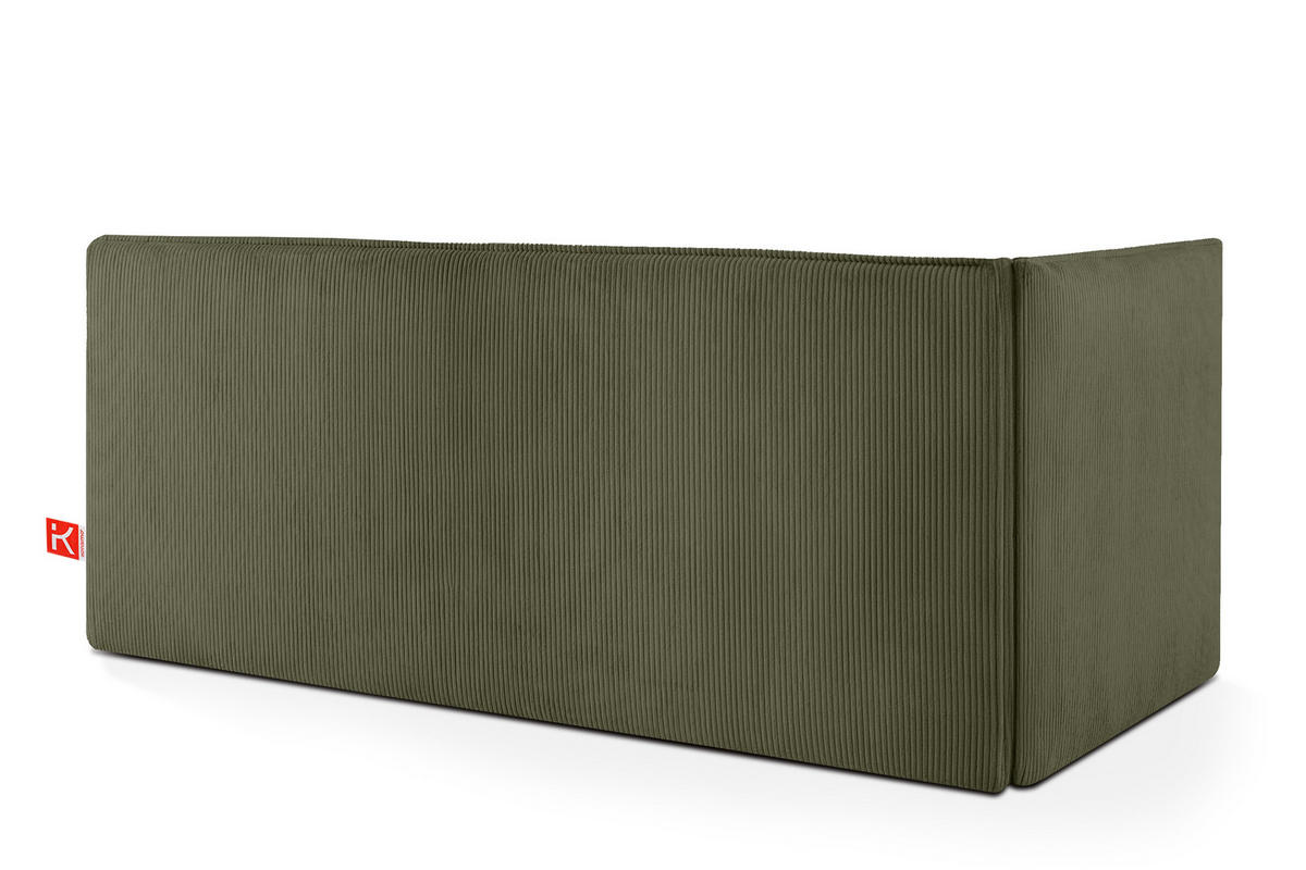 JUGENDBETT ROTI Einzelbett mit Bettkasten, 90x200cm, Bett mit Bonellmatratze, mit Rückenlehne - Schwarz/Olivgrün, Holz/Holzwerkstoff (92/200cm) - KONSIMO®