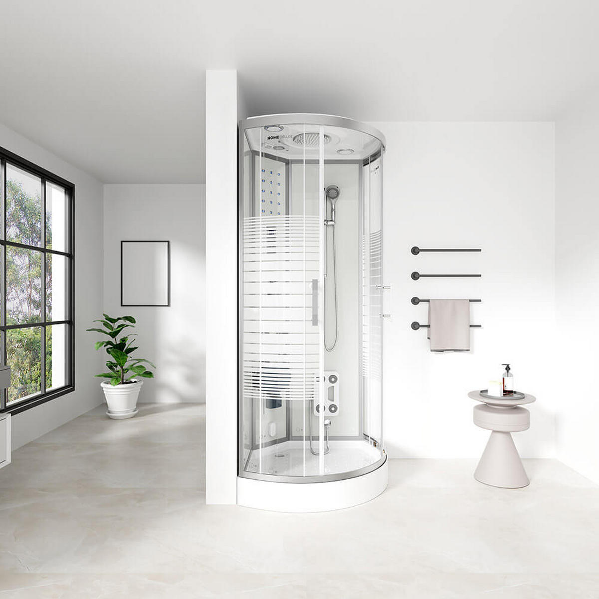 DAMPFDUSCHE WHITE PEARL - Weiß, 100 x 100 cm - Weiß, Glas (100cm) - Home Deluxe