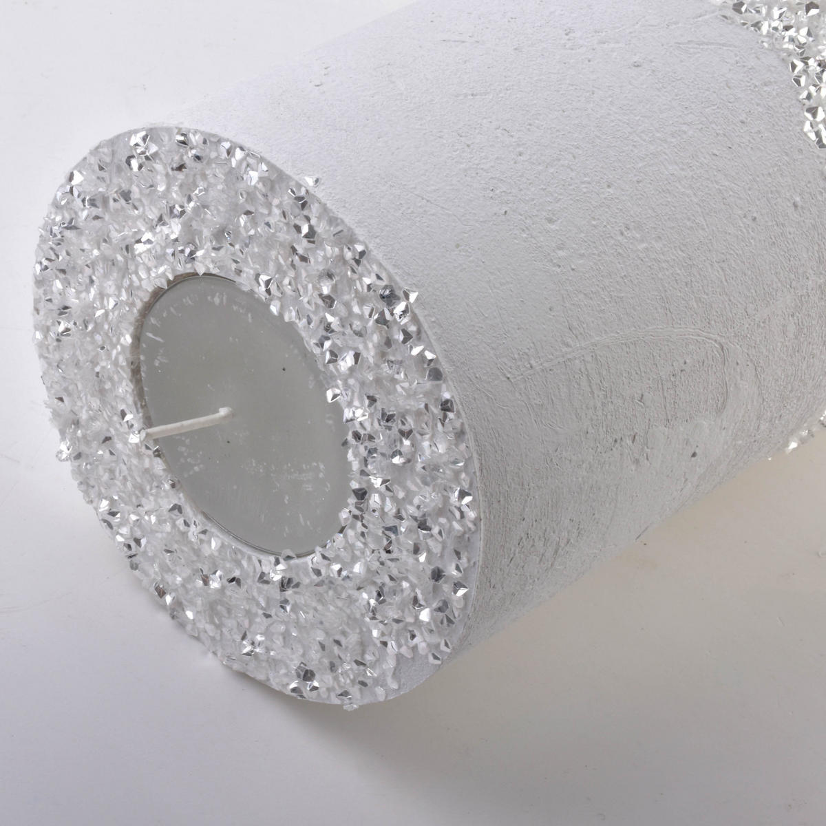 TEELICHTHALTER Diamond Weiß 12/12/24 cm Naturmaterial - Weiß, Naturmaterialien (24cm) - Mondex